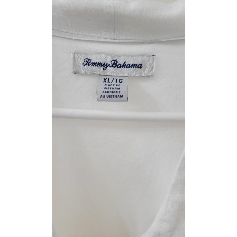 Tommy Bahama Two Palms White Linen Sleeveless Shift Dress V-Neck XL Pockets - Picture 6 of 11